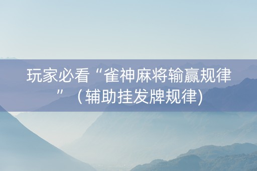 玩家必看“雀神麻将输赢规律”（辅助挂发牌规律)