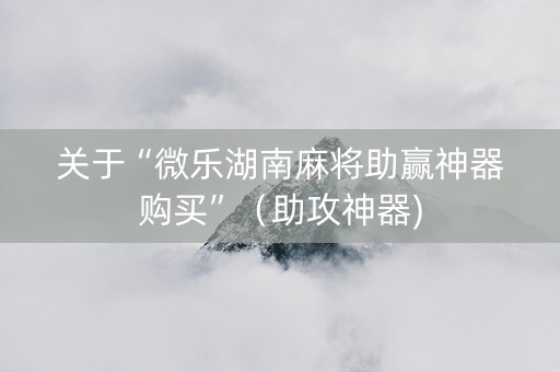 关于“微乐湖南麻将助赢神器购买”（助攻神器)