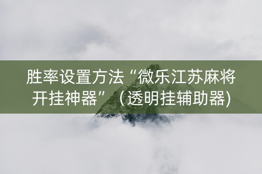 胜率设置方法“微乐江苏麻将开挂神器”（透明挂辅助器)