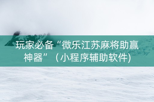 玩家必备“微乐江苏麻将助赢神器”（小程序辅助软件)