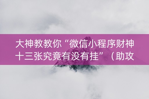 大神教教你“微信小程序财神十三张究竟有没有挂”（助攻神器)