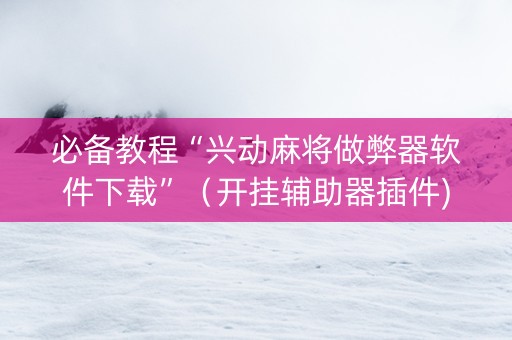 必备教程“兴动麻将做弊器软件下载”（开挂辅助器插件)