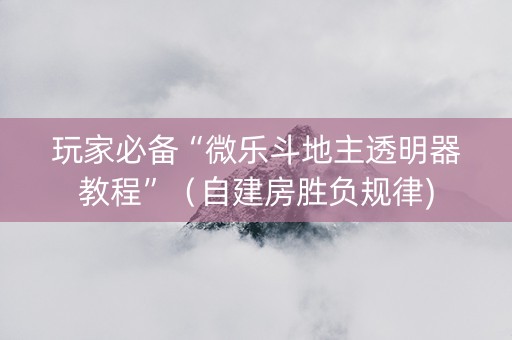 玩家必备“微乐斗地主透明器教程”（自建房胜负规律)