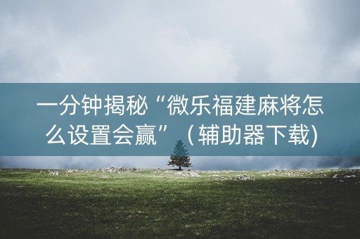 一分钟揭秘“微乐福建麻将怎么设置会赢”（辅助器下载)