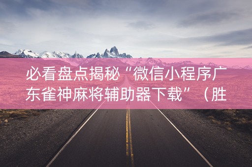 必看盘点揭秘“微信小程序广东雀神麻将辅助器下载”（胜负规律拿好牌)