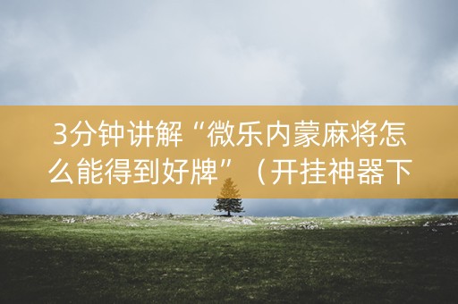 3分钟讲解“微乐内蒙麻将怎么能得到好牌”（开挂神器下载)