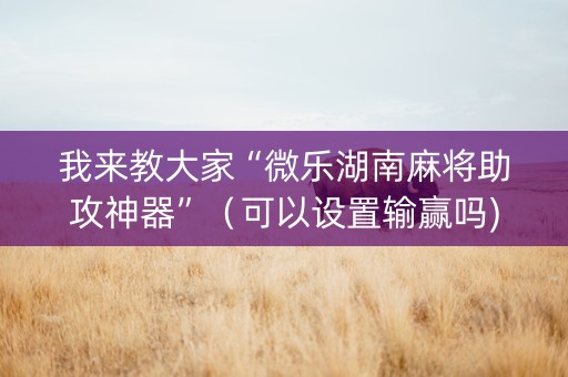 我来教大家“微乐湖南麻将助攻神器”（可以设置输赢吗)