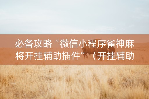 必备攻略“微信小程序雀神麻将开挂辅助插件”（开挂辅助插件)
