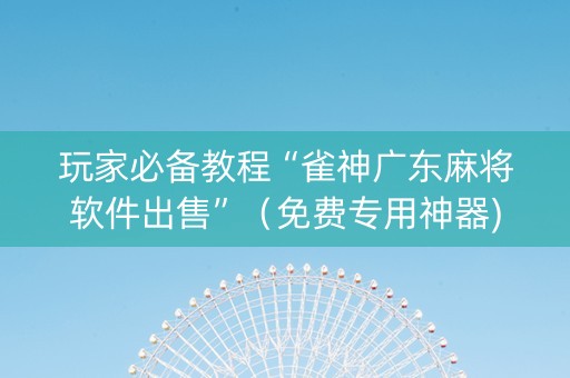 玩家必备教程“雀神广东麻将软件出售”（免费专用神器)