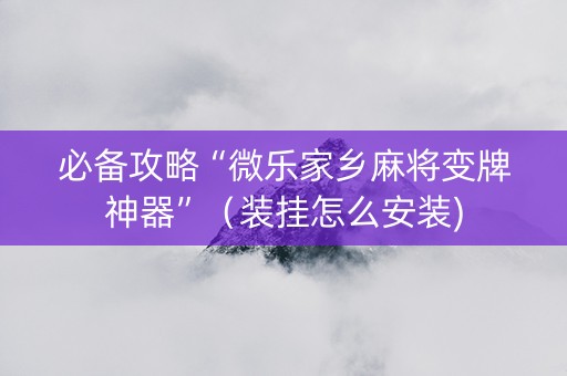 必备攻略“微乐家乡麻将变牌神器”（装挂怎么安装)