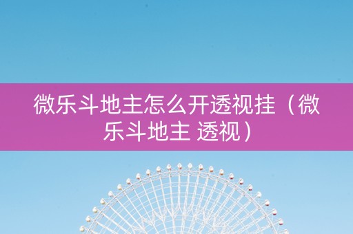 微乐斗地主怎么开透视挂（微乐斗地主 透视）