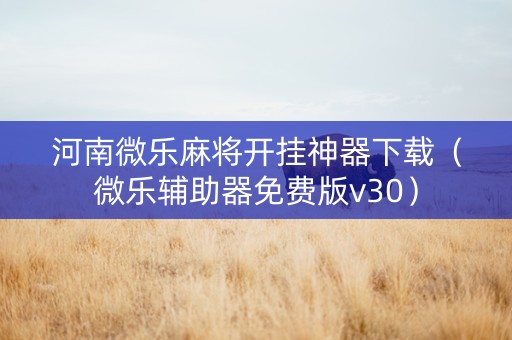 河南微乐麻将开挂神器下载（微乐辅助器免费版v30）