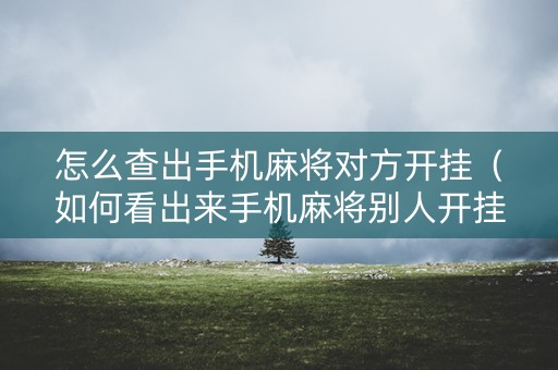 怎么查出手机麻将对方开挂（如何看出来手机麻将别人开挂）