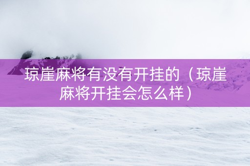 琼崖麻将有没有开挂的（琼崖麻将开挂会怎么样）