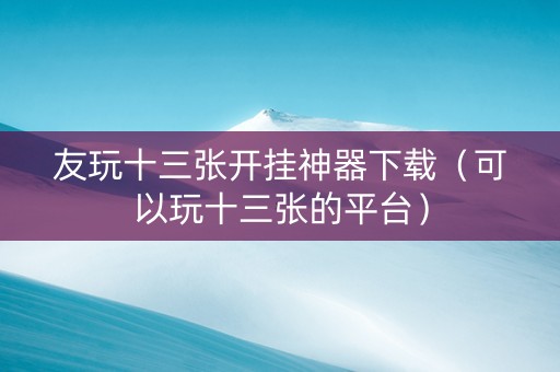 友玩十三张开挂神器下载（可以玩十三张的平台）