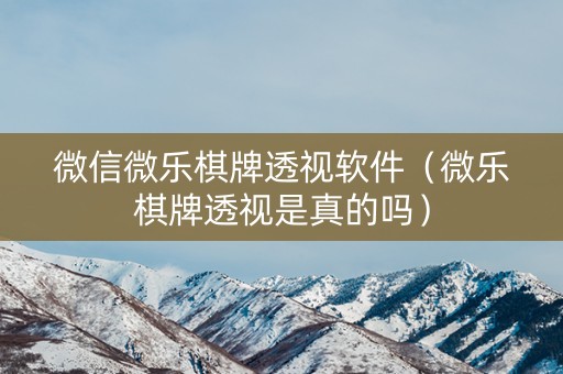 微信微乐棋牌透视软件（微乐棋牌透视是真的吗）