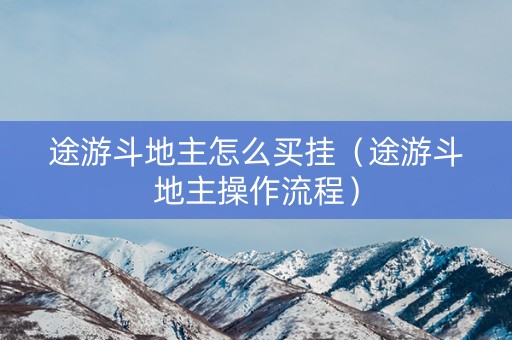 途游斗地主怎么买挂（途游斗地主操作流程）