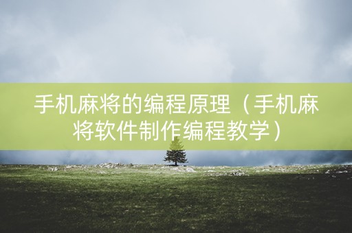 手机麻将的编程原理（手机麻将软件制作编程教学）