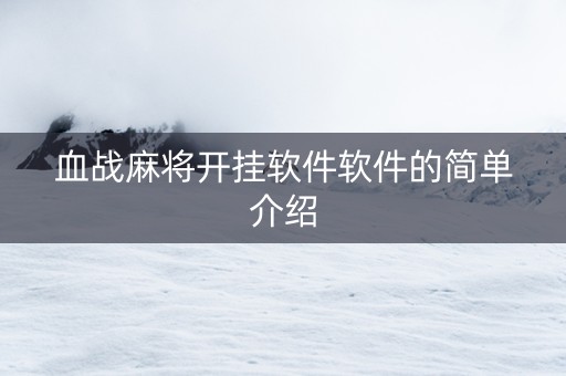 血战麻将开挂软件软件的简单介绍