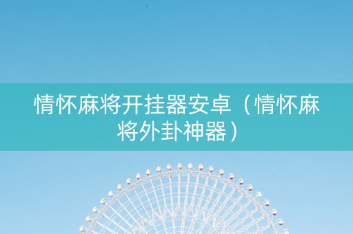 情怀麻将开挂器安卓（情怀麻将外卦神器）