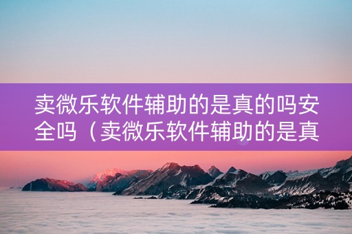 卖微乐软件辅助的是真的吗安全吗（卖微乐软件辅助的是真的吗安全吗知乎）