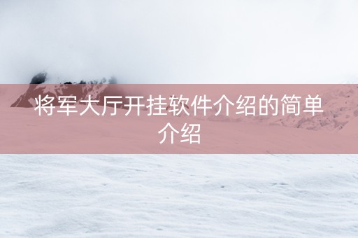 将军大厅开挂软件介绍的简单介绍