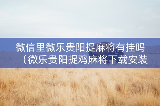 微信里微乐贵阳捉麻将有挂吗（微乐贵阳捉鸡麻将下载安装最新版2020微乐捉鸡麻将）