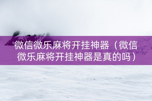 微信微乐麻将开挂神器（微信微乐麻将开挂神器是真的吗）