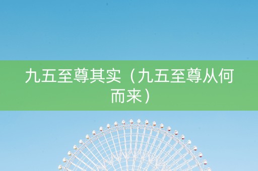 九五至尊其实（九五至尊从何而来）