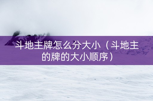 斗地主牌怎么分大小（斗地主的牌的大小顺序）