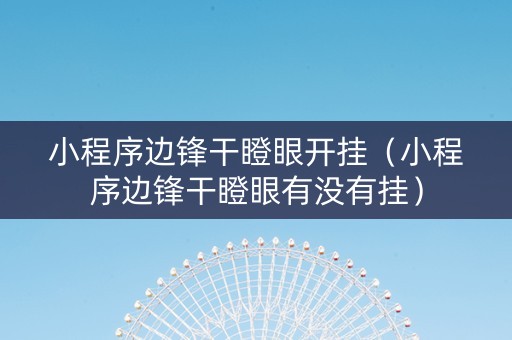 小程序边锋干瞪眼开挂（小程序边锋干瞪眼有没有挂）