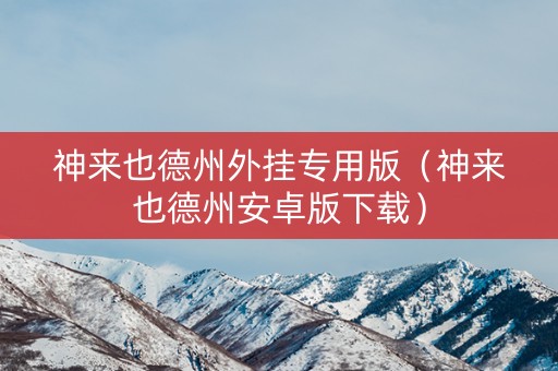 神来也德州外挂专用版（神来也德州安卓版下载）