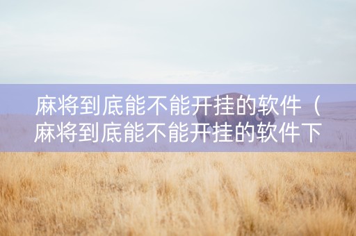 麻将到底能不能开挂的软件（麻将到底能不能开挂的软件下载）