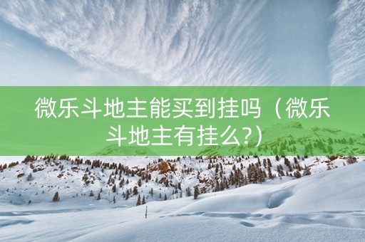 微乐斗地主能买到挂吗（微乐斗地主有挂么?）