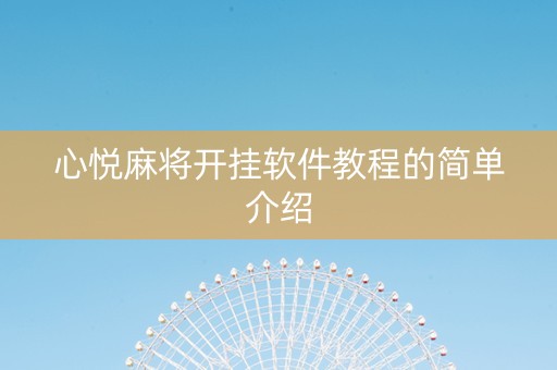 心悦麻将开挂软件教程的简单介绍