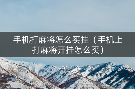 手机打麻将怎么买挂（手机上打麻将开挂怎么买）