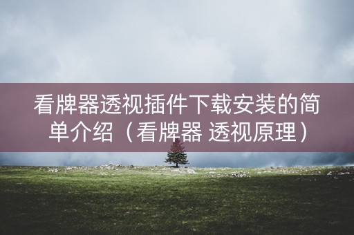 看牌器透视插件下载安装的简单介绍（看牌器 透视原理）