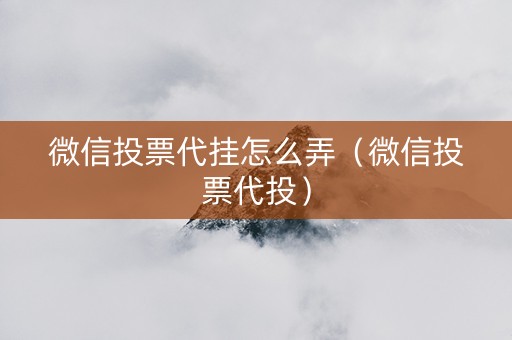 微信投票代挂怎么弄（微信投票代投）