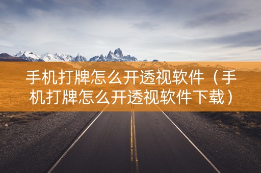 手机打牌怎么开透视软件（手机打牌怎么开透视软件下载）