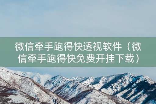 微信牵手跑得快透视软件（微信牵手跑得快免费开挂下载）