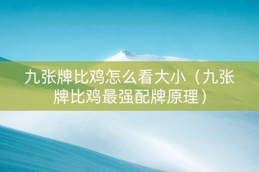 九张牌比鸡怎么看大小（九张牌比鸡最强配牌原理）