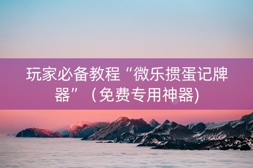 玩家必备教程“微乐掼蛋记牌器”（免费专用神器)