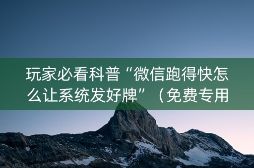 玩家必看科普“微信跑得快怎么让系统发好牌”（免费专用神器)