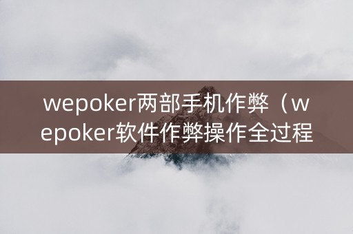 wepoker两部手机作弊（wepoker软件作弊操作全过程辅助原来这么简单）