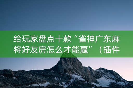 给玩家盘点十款“雀神广东麻将好友房怎么才能赢”（插件可信吗)
