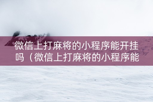微信上打麻将的小程序能开挂吗（微信上打麻将的小程序能开挂吗是真的吗）