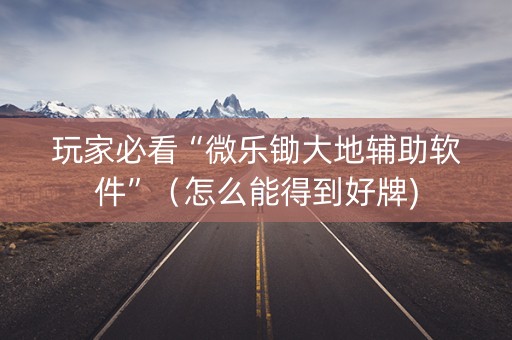 玩家必看“微乐锄大地辅助软件”（怎么能得到好牌)