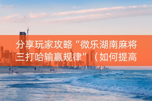 分享玩家攻略“微乐湖南麻将三打哈输赢规律”（如何提高胜率)