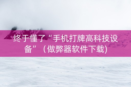 终于懂了“手机打牌高科技设备”（做弊器软件下载)