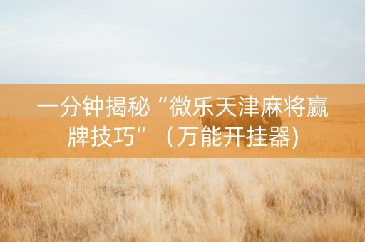 一分钟揭秘“微乐天津麻将赢牌技巧”（万能开挂器)